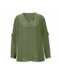 Bluse mitKrempelärmel und Zierknöpfen khaki