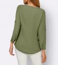 Bluse mitKrempelärmel und Zierknöpfen khaki