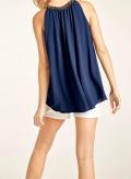 Blusentop mit Kette marine