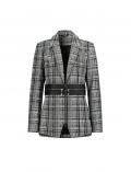 Boucle-Blazer schwarz-weiß-kariert