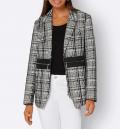 Boucle-Blazer schwarz-weiß-kariert