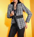 Boucle-Blazer schwarz-weiß-kariert
