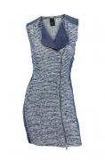 Bouclé-Denim-Kleid jeansblau-ecru