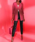 Bouclé-Longstrickjacke erdbeere