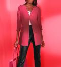 Bouclé-Longstrickjacke erdbeere
