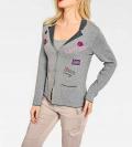 Cardigan mit Patches grau