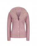Cardigan mit Webpelz-Kragen hortensie