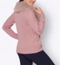 Cardigan mit Webpelz-Kragen hortensie