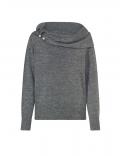 Carmenpullover mit Zierperlen anthrazit-meliert