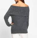 Carmenpullover mit Zierperlen anthrazit-meliert