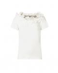 Carmenshirt mit Plissee-Volants ecru