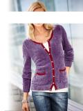 Chenille-Strickjacke lila Gr. 40/42