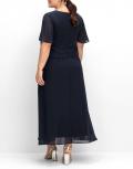 Chiffon-Abendkleid mit Schmucksteinen tiefblau