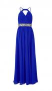 Chiffon-Abendkleid mit Strass royalblau Größe 36