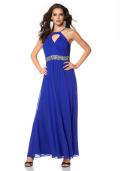 Chiffon-Abendkleid mit Strass royalblau Größe 36