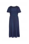 Chiffon-Abendkleid mit Pailletten-Einsatz d.blau