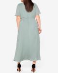 Chiffon-Abendkleid mit Pailletten-Einsatz eukalyptus