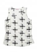 Chiffon-Blusentop weiß-grau