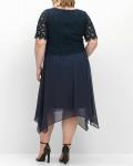 Chiffon-Cocktailkleid mit Zierbortenstickerei nachtblau