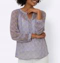 Chiffon-Druckbluse schlamm-lavendel