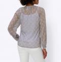 Chiffon-Druckbluse schlamm-lavendel