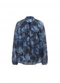 Chiffon-Druckbluse schwarz-royalblau