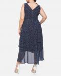 Chiffon-Druckkleid marine-ecru