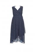Chiffon-Druckkleid marine-ecru Gr. 40