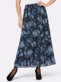Chiffon-Druckrock schwarz-royalblau