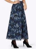 Chiffon-Druckrock schwarz-royalblau