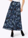 Chiffon-Druckrock schwarz-royalblau