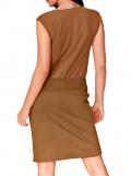 Chiffon-Jersey-Kleid cognac