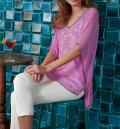 Chiffon-Tunika mit Perlen orchidee