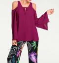 Chiffonbluse mit Cut-Outs fuchsia