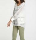 Chiffontunika mit Spitze schlamm-offwhite