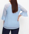Chiffontunika mit Spitze und Volantärmeln bleu