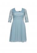 Cocktail-Chiffonkleid mit Spitze stahlblau Gr. 52