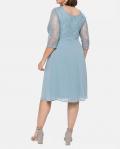 Cocktail-Chiffonkleid mit Spitze stahlblau Gr. 52