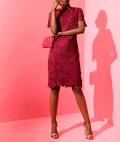 Cocktail-Spitzenkleid kirsche