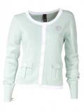 College-Stil-Strickjacke mint-weiß