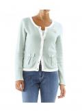College-Stil-Strickjacke mint-weiß