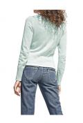 College-Stil-Strickjacke mint-weiß