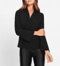 Crêpe-Bluse mit Schalkragen schwarz