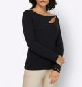 Cut-Out-Dekolleté-Pullover schwarz