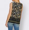 Cut-out-Jersey-Drucktop schwarz-zitrone