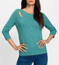 Cut-out-Pullover mitSchmucksteinchen ozean