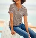 Cut-out-Shirt dunkeltaupe-ecru