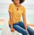 Cut-out-Shirt ocker-ecru
