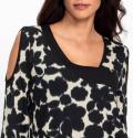 Cut-outs-Jersey-Stretchshirt schwarz-champagner