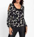 Cut-outs-Jersey-Stretchshirt schwarz-champagner
